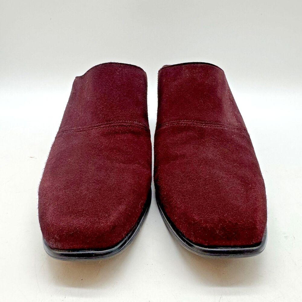 Munro American Margo Burgundy Suede Heeled Mules Women's 8N Slip On Comfort Shoe - Picture 2 of 12